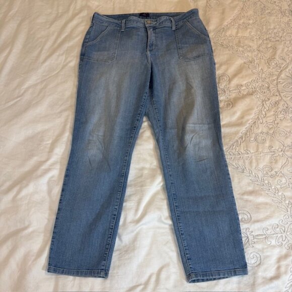 NYDJ Denim - NYDJ Reg 16 Full-Length Twill Utility Pants in Navy (Evening Tide) QVC